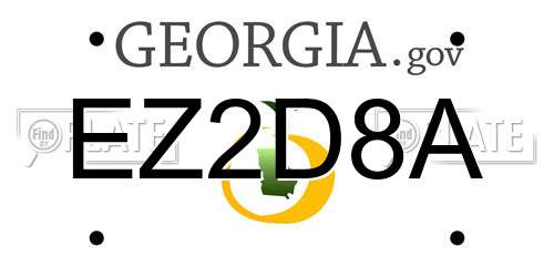 EZ2D8A Georgia License Plate