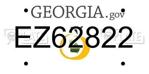 EZ62822 Georgia License Plate