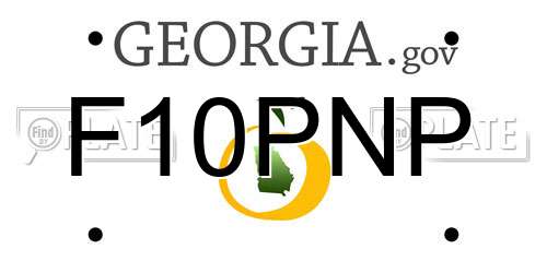 F10PNP Georgia License Plate