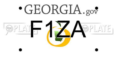 F1ZA Georgia License Plate