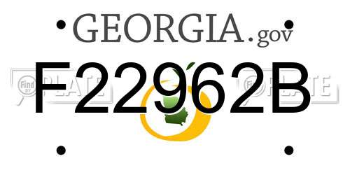 F22962B Georgia License Plate