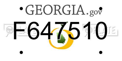 F647510 Georgia License Plate