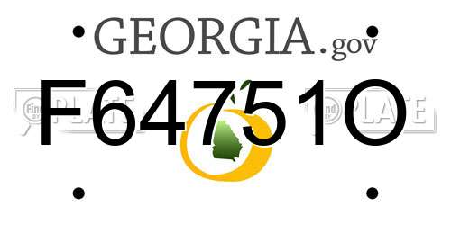 F64751O Georgia License Plate