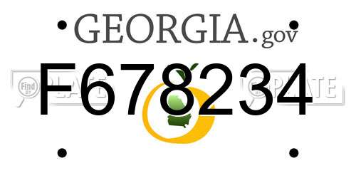 F678234 Georgia License Plate