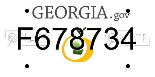 F678734 Georgia License Plate