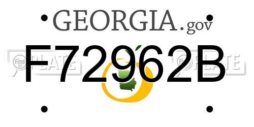 F72962B Georgia License Plate