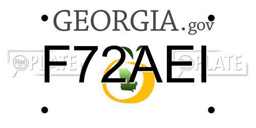 F72AEI Georgia License Plate
