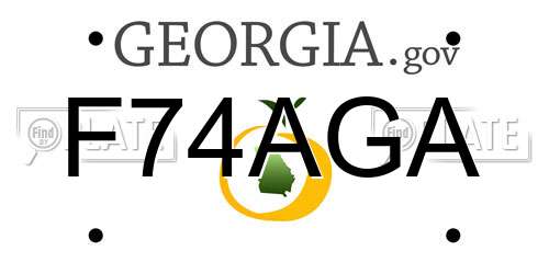 F74AGA Georgia License Plate