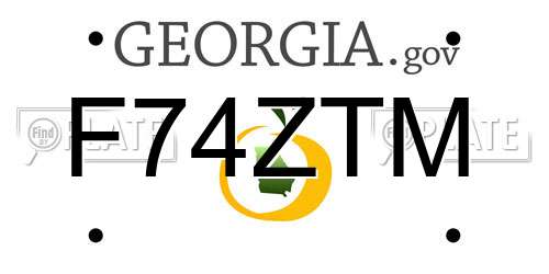 F74ZTM Georgia License Plate