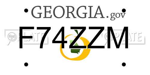 F74ZZM Georgia License Plate