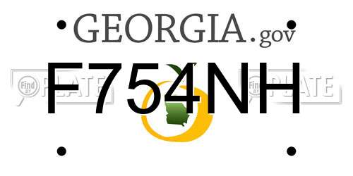 F754NH Georgia License Plate