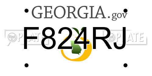 F824RJ Georgia License Plate