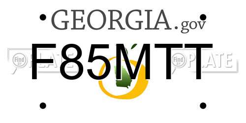 F85MTT Georgia License Plate