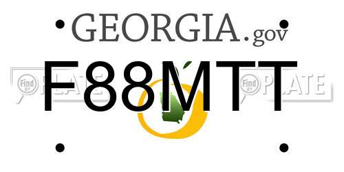 F88MTT Georgia License Plate