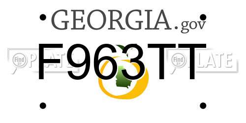 F963TT Georgia License Plate