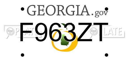 F963ZT Georgia License Plate