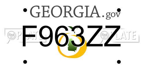 F963ZZ Georgia License Plate