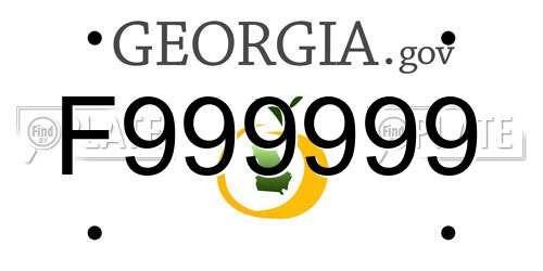F999999 Georgia License Plate