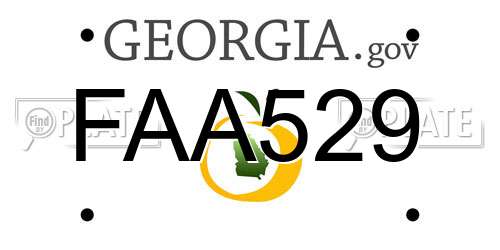 FAA529 Georgia License Plate