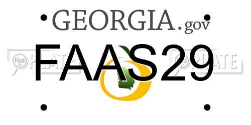 FAAS29 Georgia License Plate