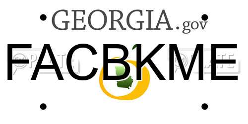 FACBKME Georgia License Plate