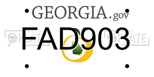 FAD903 Georgia License Plate