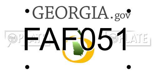 FAF051 Georgia License Plate