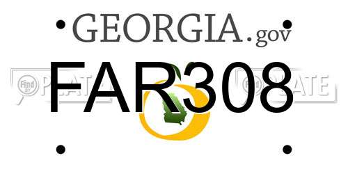 FAR308 Georgia License Plate