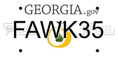 FAWK35 Georgia License Plate