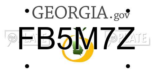 FB5M7Z Georgia License Plate
