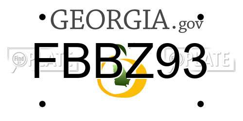 FBBZ93 Georgia License Plate