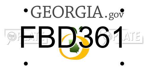 FBD361 Georgia License Plate