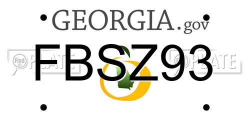 FBSZ93 Georgia License Plate