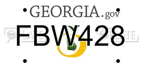 FBW428 Georgia License Plate