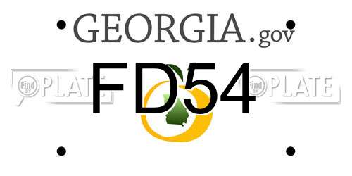 FD54 Georgia License Plate