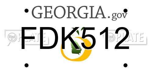 FDK512 Georgia License Plate