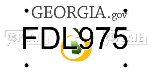 FDL975 Georgia License Plate