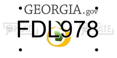 FDL978 Georgia License Plate
