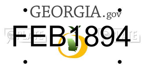 FEB1894 Georgia License Plate