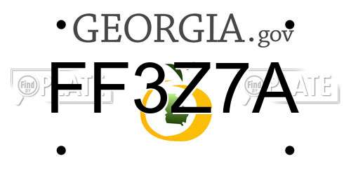 FF3Z7A Georgia License Plate
