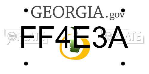 FF4E3A Georgia License Plate