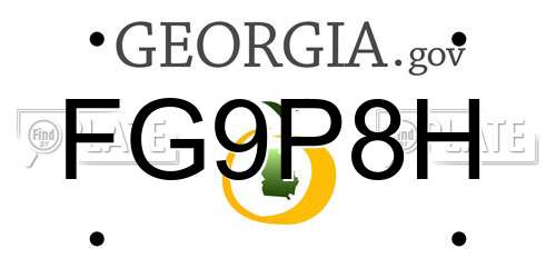 FG9P8H Georgia License Plate