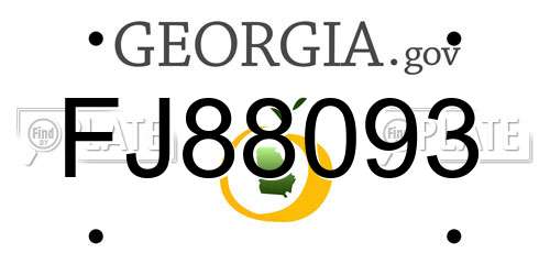 FJ88093 Georgia License Plate