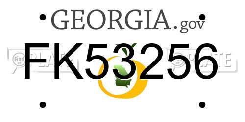 FK53256 Georgia License Plate