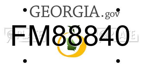 FM88840 Georgia License Plate