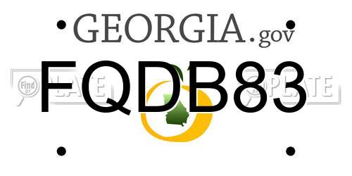 FQDB83 Georgia License Plate