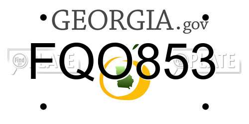 FQO853 Georgia License Plate