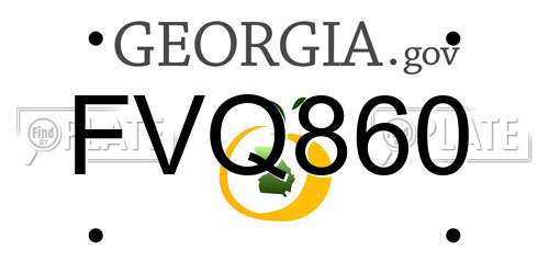 FVQ860 Georgia License Plate