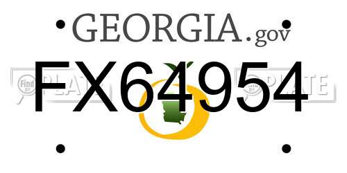 FX64954 Georgia License Plate
