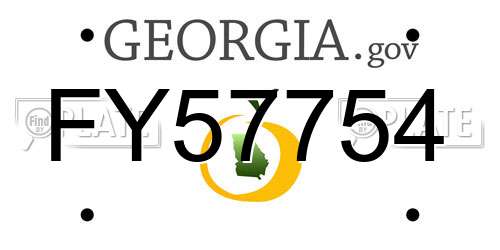 FY57754 Georgia License Plate